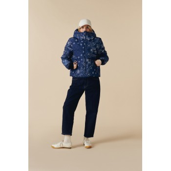 Womens synthetic down ski jacket paisley blue Chloe