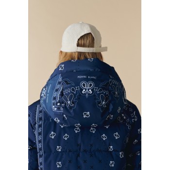 Womens synthetic down ski jacket paisley blue Chloe