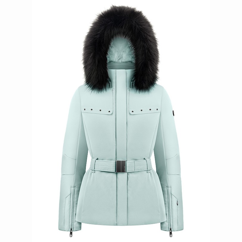 Womens stretch ski jacket aloe blue