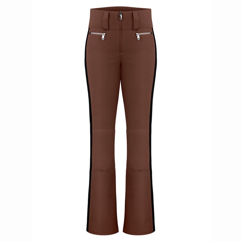 Womens stretch ski pants choco brown/black