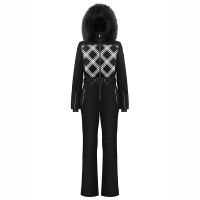Womens overall cross black with fake fur