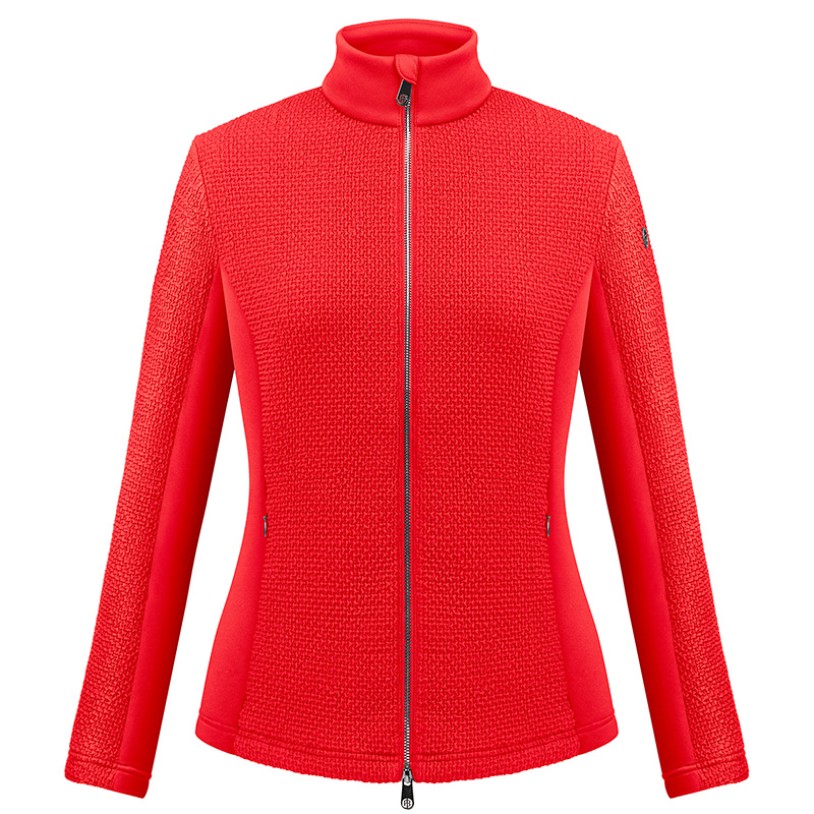Womens stretch fleece jacket scarlet red