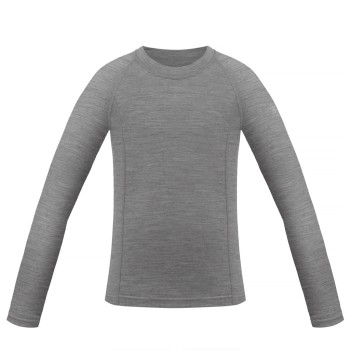 Girls merino wool shirt stone grey heather