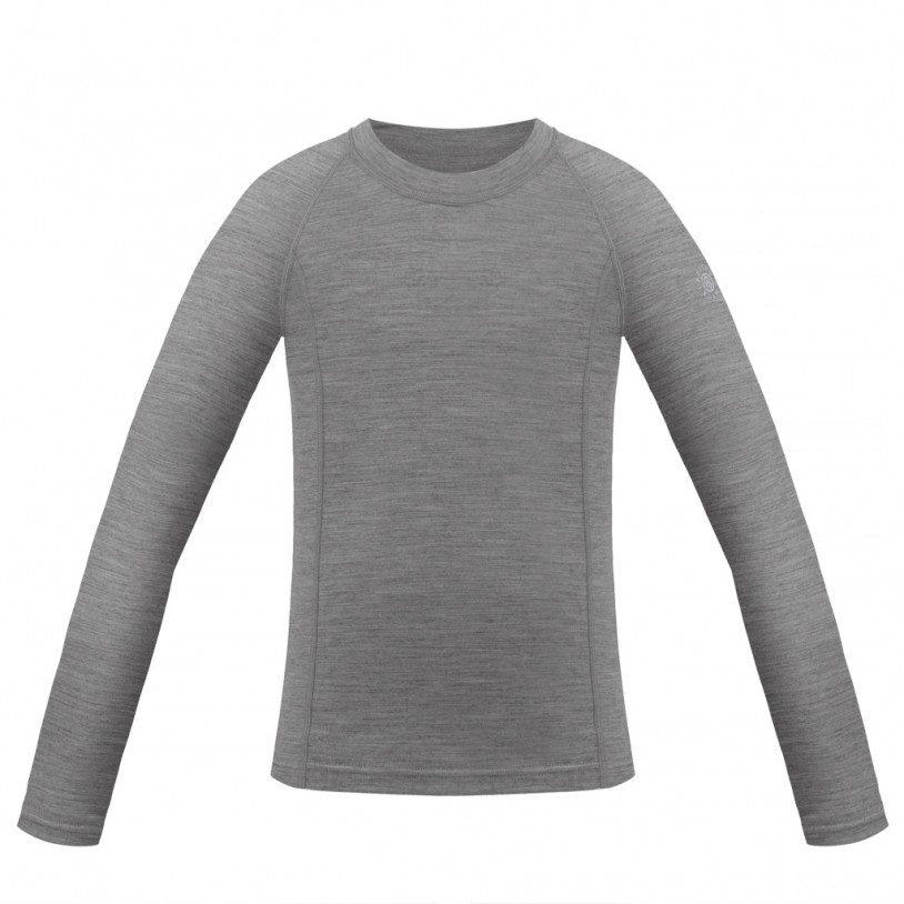 Girls merino wool shirt stone grey heather