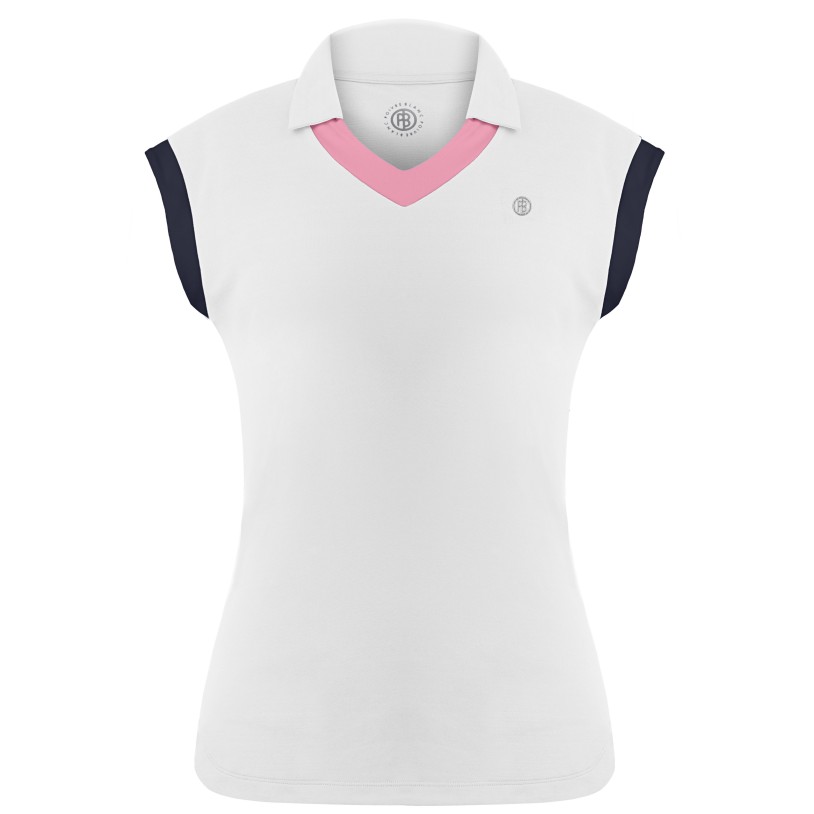 Womens polo shirt white/oxford blue