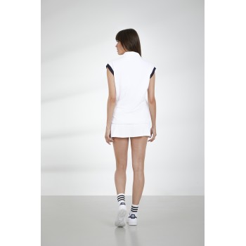 Womens polo shirt white/oxford blue
