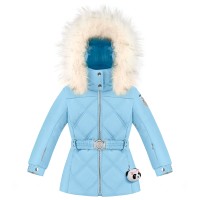Girls ski jacket starlight blue with fake fur