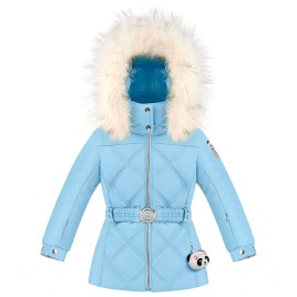 Girls ski jacket starlight blue with fake fur