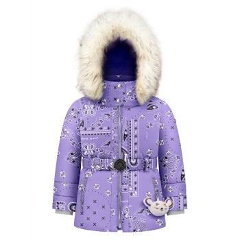 Girls synthetic down ski jacket paisley purple June